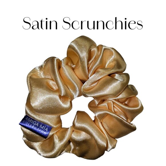 Amiga Mia small satin scrunchie in yellow - Picture 1 of 4